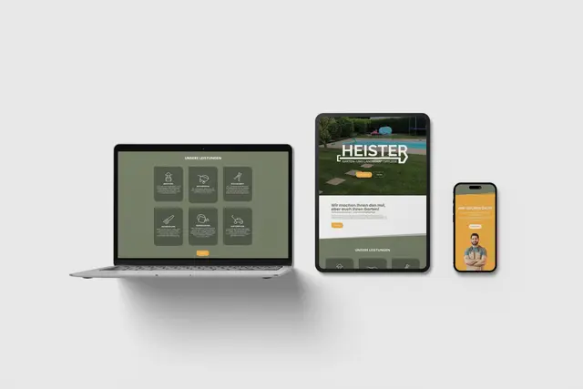 Website von Garten Heister auf Laptop, Tablet und Smartphone – Branding und Webdesign